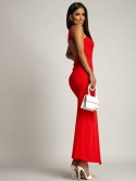 Fitted basic dress with a cutout on the back, coral FG669 - Online store - Boutique